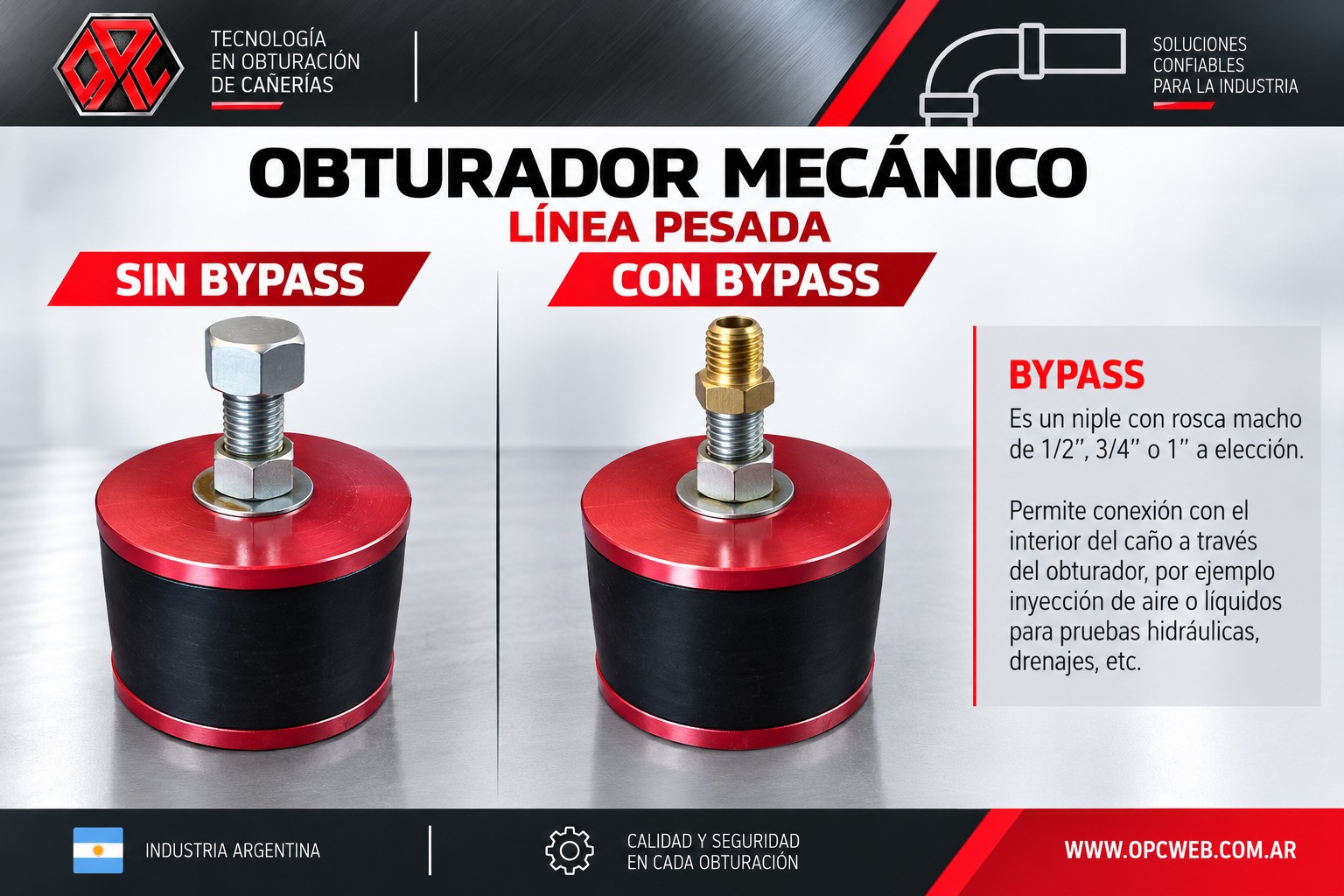 Obturador mecánico línea pesada sin bypass y con bypass