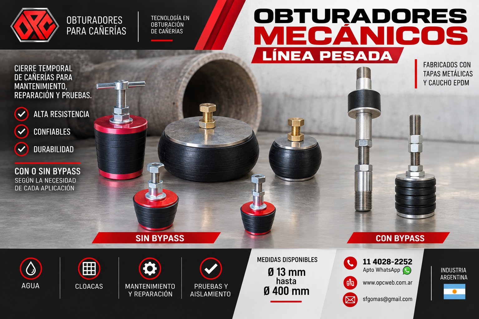 Obturadores mecánicos OPC de línea pesada, de Ø13 a Ø400 mm