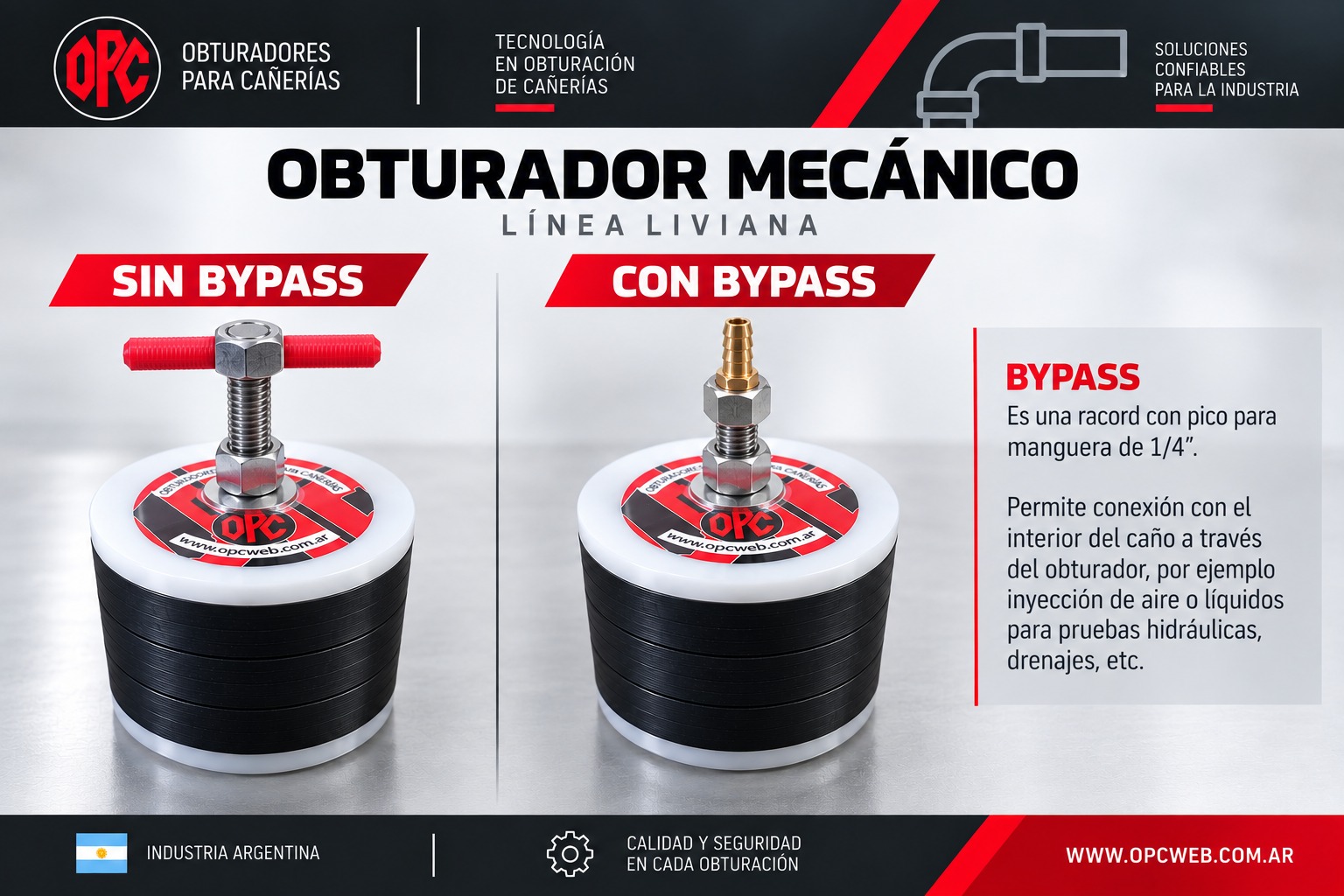 Obturador mecánico línea liviana sin bypass y con bypass